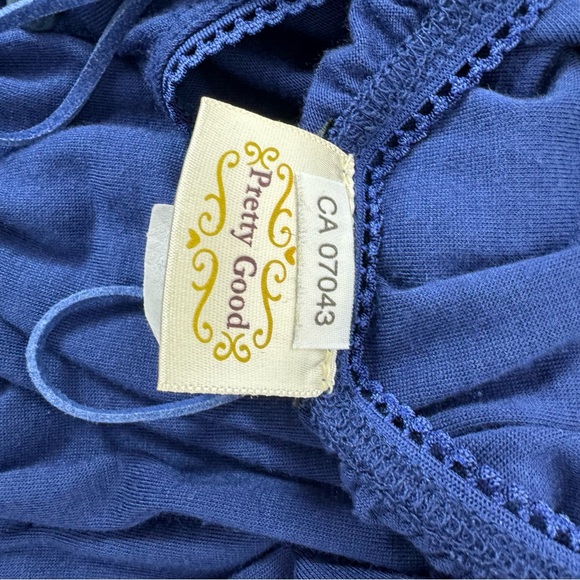 Pretty good dress milkmaid ruffle frilly bottom puff sleeves navy blue cute y2k - Picture 11 of 12